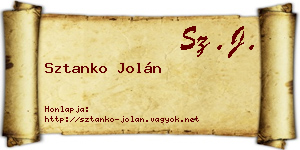 Sztanko Jolán névjegykártya