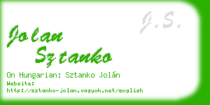 jolan sztanko business card